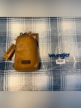 Wrangler Tan Leather Belt Bag with Branded Strap
